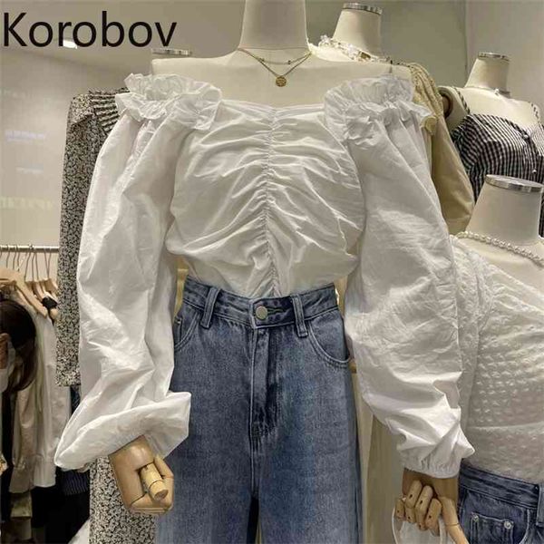 korobov summer new salsh neck women blouses vintage solid puff sleeve sweet female shirts office lady square collar blusas 210430, White
korobov summer new salsh neck women blouses vintage solid puff sleeve sweet female shirts office lady square collar blusas 210430, White