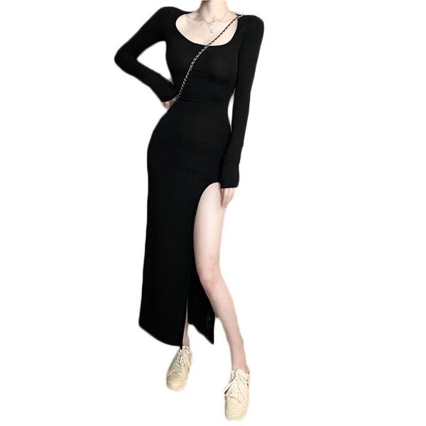 casual dresses black long-sleeve dress women spring and autumn slim slit a-line mid-long ns2685, Black;gray
casual dresses black long-sleeve dress women spring and autumn slim slit a-line mid-long ns2685, Black;gray