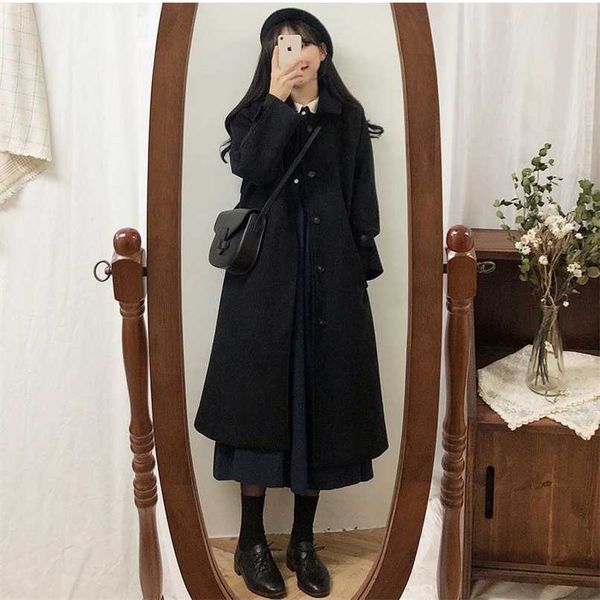 womens coat winter korean fashion long coated thickened woolen winter coat for women black coat harajuku 211130
womens coat winter korean fashion long coated thickened woolen winter coat for women black coat harajuku 211130