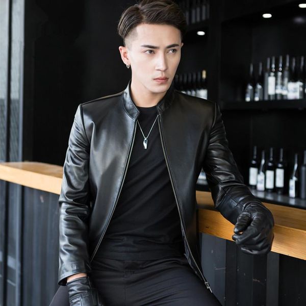 men's leather & faux genuine jacket men spring autumn real sheepskin coat for streetwear motorcycle mg-00-a1601 my1872, Black
men's leather & faux genuine jacket men spring autumn real sheepskin coat for streetwear motorcycle mg-00-a1601 my1872, Black