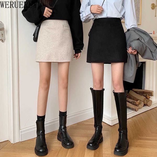 werueruyu spring vintage temperament high waist a-line office skirts womens woolen mini skirt 210608, Black
werueruyu spring vintage temperament high waist a-line office skirts womens woolen mini skirt 210608, Black