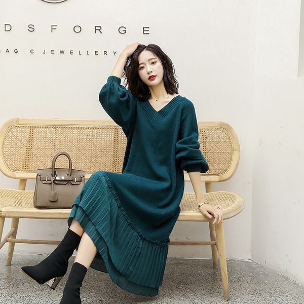 fyto 2021 springkorean loose size knitwear short knitwear over knee knitted skirt plus size dresses medium length slim stitching with sweat
fyto 2021 springkorean loose size knitwear short knitwear over knee knitted skirt plus size dresses medium length slim stitching with sweat
