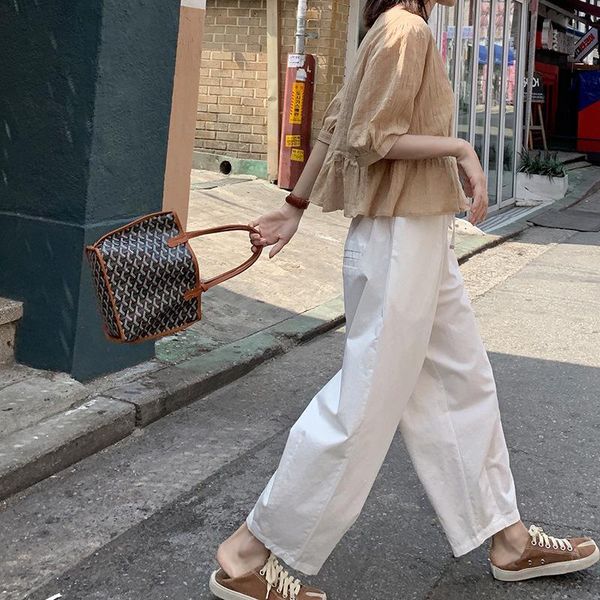 women's pants & capris johnature summer casual elastic waist ankle-length women 2021 simple loose pockets solid color harem, Black;white
women's pants & capris johnature summer casual elastic waist ankle-length women 2021 simple loose pockets solid color harem, Black;white