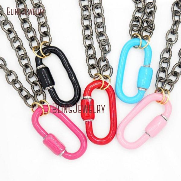 enamel screw clasp necklace oval carabiner lock gunmetal chain nm30131 pendant necklaces, Silver
enamel screw clasp necklace oval carabiner lock gunmetal chain nm30131 pendant necklaces, Silver