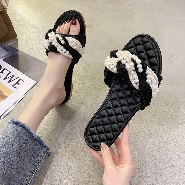 summer women trend weaving pearl flip flop sandals girls beach open toed luxury designer casual soft flats slipper slippers, Black
summer women trend weaving pearl flip flop sandals girls beach open toed luxury designer casual soft flats slipper slippers, Black