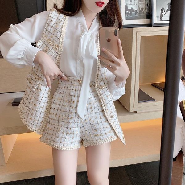 women's tracksuits england style ladies 3 piece suit female autumn tweed jacket chiffon shirt shorts sets elegant winter outfits retro, Gray
women's tracksuits england style ladies 3 piece suit female autumn tweed jacket chiffon shirt shorts sets elegant winter outfits retro, Gray
