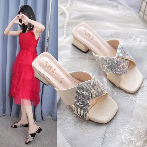 slippers women summer med square heel shoes slides jelly flip flops heeled mules fashion pantofle block glitter high luxury, Black
slippers women summer med square heel shoes slides jelly flip flops heeled mules fashion pantofle block glitter high luxury, Black