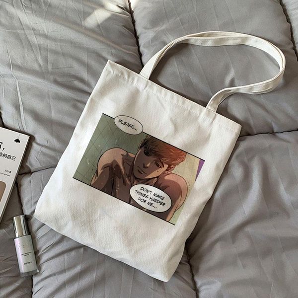 killing stalking print harajuku shoulder bag canvas korean cartoon shopping bags tote large capacity casual women storage
killing stalking print harajuku shoulder bag canvas korean cartoon shopping bags tote large capacity casual women storage