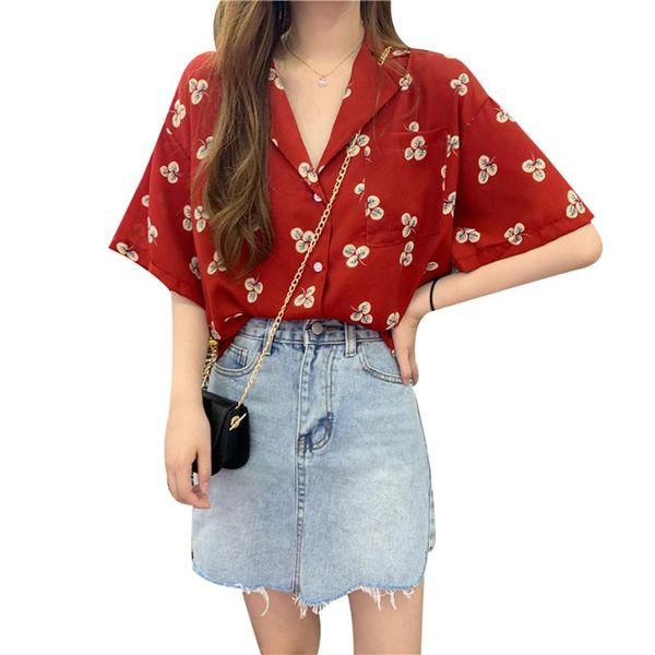 leaf pattern loose lapel short sleeve chiffon shirt summer women single breasted pocket decoration blouse women's blouses & shirts, White
leaf pattern loose lapel short sleeve chiffon shirt summer women single breasted pocket decoration blouse women's blouses & shirts, White