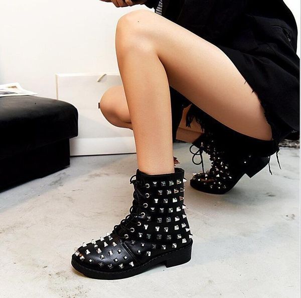 women winter short boots luxury punk rivet rhinestone locomotive cool fashion brand girl student warm classic design large size tie thick he, Black
women winter short boots luxury punk rivet rhinestone locomotive cool fashion brand girl student warm classic design large size tie thick he, Black
