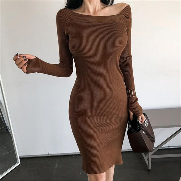 korean style autumn winter women casual strapless solid slim temperament knitted bodycon dress women's clothing dresses, Black;gray
korean style autumn winter women casual strapless solid slim temperament knitted bodycon dress women's clothing dresses, Black;gray