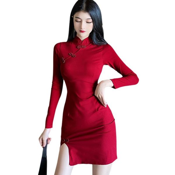 casual dresses women's retro spring festival dress slim long sleeve cheongsam vestidos party holiday femme vestido de mujer, Black;gray
casual dresses women's retro spring festival dress slim long sleeve cheongsam vestidos party holiday femme vestido de mujer, Black;gray