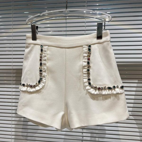 women's shorts prepomp 2022 spring summer colorful rhinestone embroidery flares white women gc988, White;black
women's shorts prepomp 2022 spring summer colorful rhinestone embroidery flares white women gc988, White;black