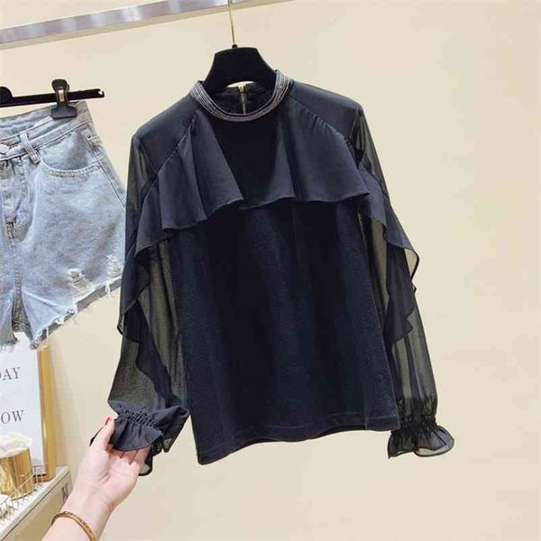 autumn winter blouse mesh ruffled butterfly sleeve stand collar chiffon shirt female slim korean japan gx1431 210507, White
autumn winter blouse mesh ruffled butterfly sleeve stand collar chiffon shirt female slim korean japan gx1431 210507, White