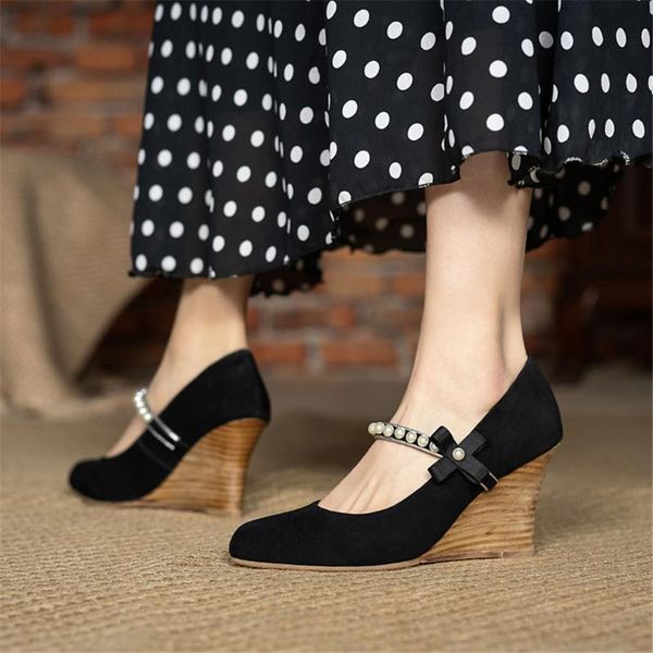 dress shoes sarairis design suede leather pearls mary janes wedges high heels office lady pumps party woman, Black
dress shoes sarairis design suede leather pearls mary janes wedges high heels office lady pumps party woman, Black