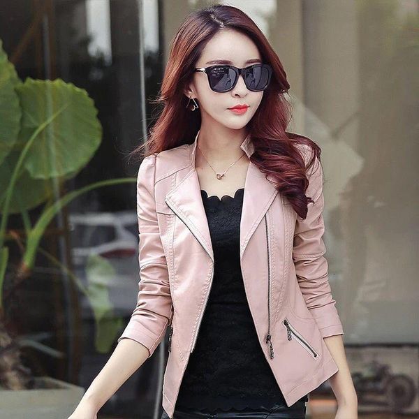 women's leather & faux jacket women short spring and autumn self-cultivation motorcycle coat e3mf, Black
women's leather & faux jacket women short spring and autumn self-cultivation motorcycle coat e3mf, Black