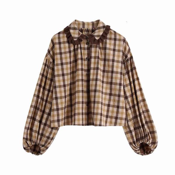 women's knits & tees vintage women brown plaid shirts fashion ladies lace ruffles streetwear female elegant loose blouse chic, White
women's knits & tees vintage women brown plaid shirts fashion ladies lace ruffles streetwear female elegant loose blouse chic, White