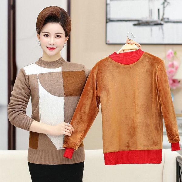 women's sweaters style for autumn and winter middle-agedapparels sweater brushed thick middle-aged women dress loose bottoming shirt, White;black
women's sweaters style for autumn and winter middle-agedapparels sweater brushed thick middle-aged women dress loose bottoming shirt, White;black