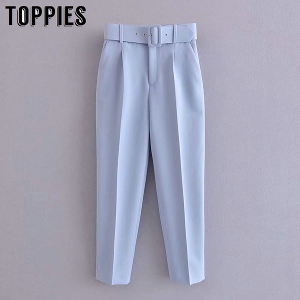 ies women casual slim pants with belt sky blue fashion ol pants spring trousers 210412, Black;white
ies women casual slim pants with belt sky blue fashion ol pants spring trousers 210412, Black;white