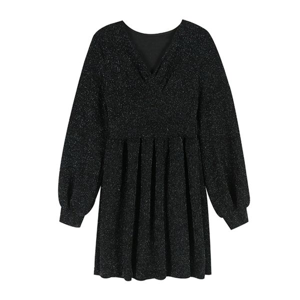 women spring dress v neck long sleeve a-line elegant mini black lurex d1912 210514, Black;gray
women spring dress v neck long sleeve a-line elegant mini black lurex d1912 210514, Black;gray