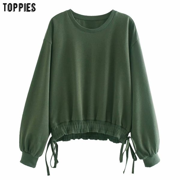 woman green sweatshirts round neck pullovers bow elastic waist casual streetwear 210421, Black
woman green sweatshirts round neck pullovers bow elastic waist casual streetwear 210421, Black