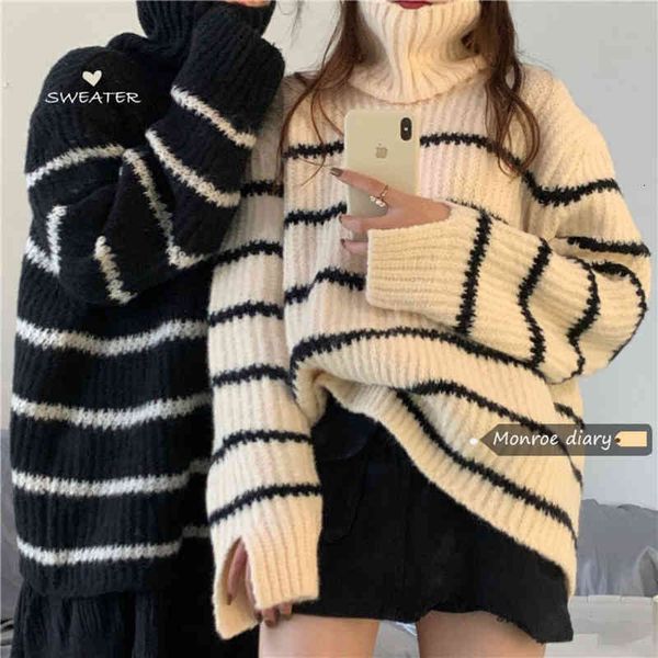 women's sweaters thick, striped neck sweater autumn and female winter loose versatile long sleeve woman uk404 epk1, White;black
women's sweaters thick, striped neck sweater autumn and female winter loose versatile long sleeve woman uk404 epk1, White;black