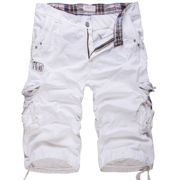 loose large size cargo shorts cotton men's tactical casual solid color patchwork military white knee length 210716, White;black
loose large size cargo shorts cotton men's tactical casual solid color patchwork military white knee length 210716, White;black