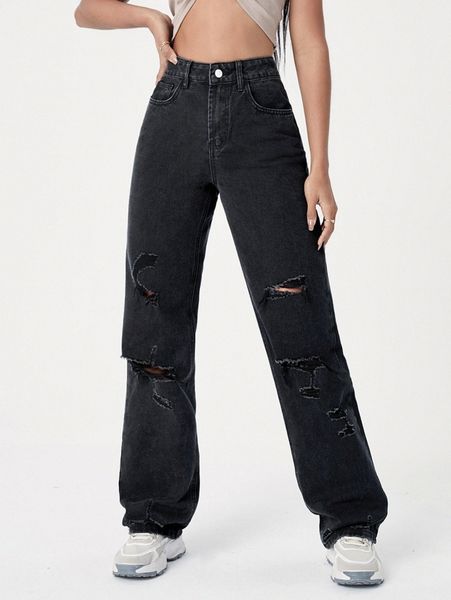 high waist ripped jeans k6ow#, Blue
high waist ripped jeans k6ow#, Blue