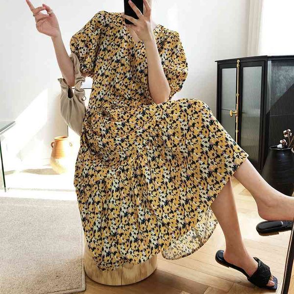 casual dresses women summer korean style v-neck puff sleeve floral print yellow boho long elegant maxi vestidos g7e3, Black;gray
casual dresses women summer korean style v-neck puff sleeve floral print yellow boho long elegant maxi vestidos g7e3, Black;gray