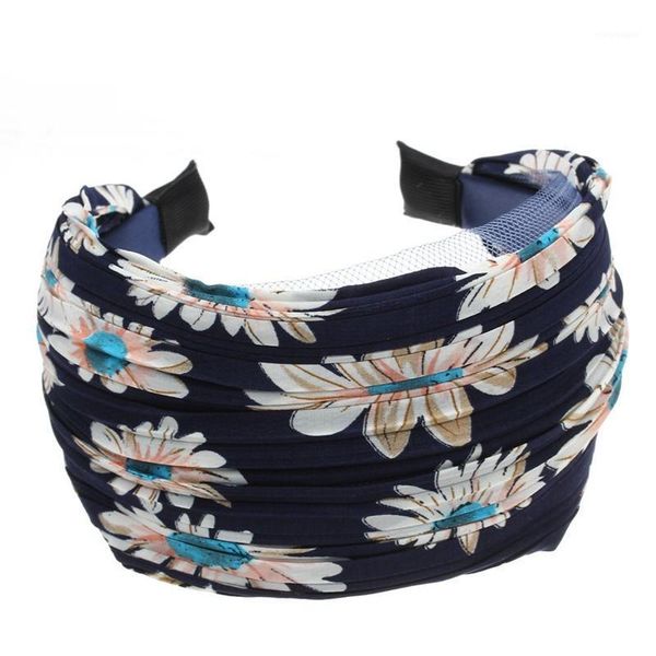 womens girls cloth wide headband hair head band navy blue gift1