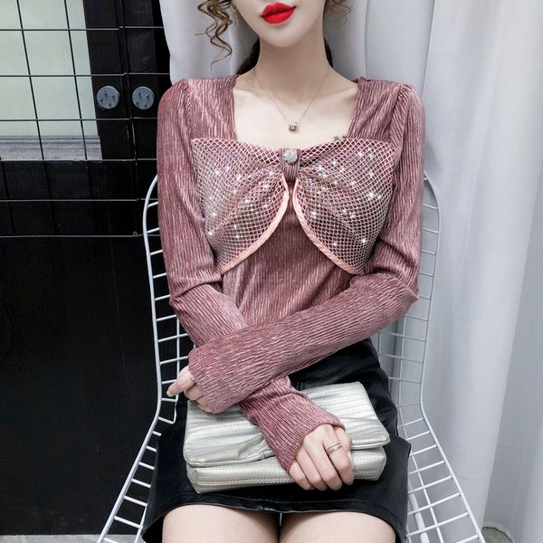 women solid color spring/autumn long-sleeved stripe diamond lace-bow neck mesh women's blouses shirt 615f 210420, White
women solid color spring/autumn long-sleeved stripe diamond lace-bow neck mesh women's blouses shirt 615f 210420, White