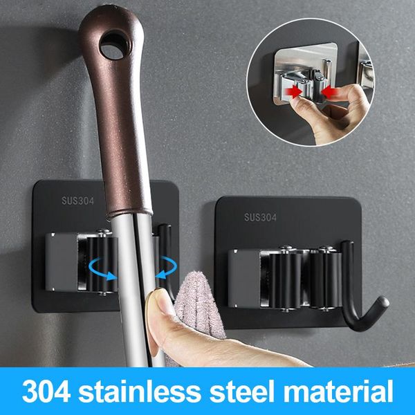 wall mounted mop organizer clip self-adhesive broom hanger storage rack stainless steel for bathroom strong hooks & rails
wall mounted mop organizer clip self-adhesive broom hanger storage rack stainless steel for bathroom strong hooks & rails
