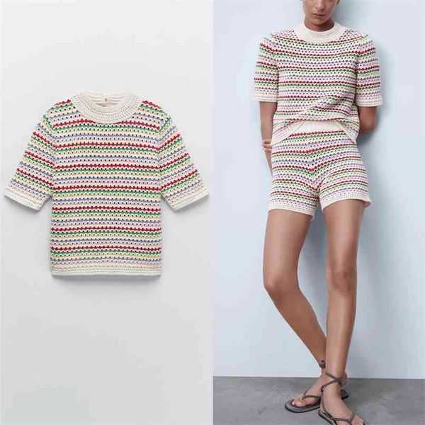 striped knit sweater women short sleeve hollow out spring pullover female chic o neck vintage slim knitted 210524, White
striped knit sweater women short sleeve hollow out spring pullover female chic o neck vintage slim knitted 210524, White