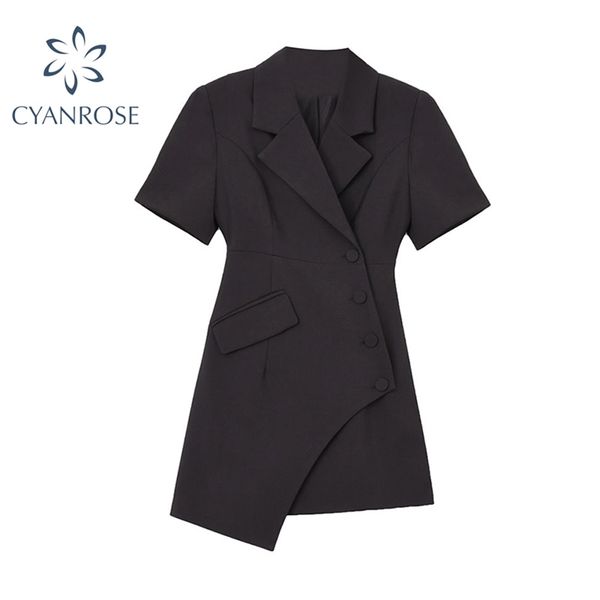 irregular design black suit dress for women summer fashion v neck short sleeve office style female mini dresses 210430, Black;gray
irregular design black suit dress for women summer fashion v neck short sleeve office style female mini dresses 210430, Black;gray