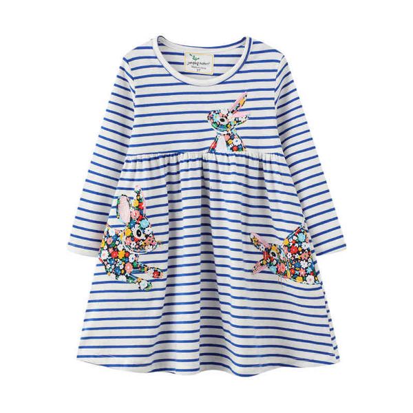 jumping meters autumn stripe embroidery floral rabbit long sleeve girls clothes round neck children cute casual dresses 2-7years g1215, Red;yellow
jumping meters autumn stripe embroidery floral rabbit long sleeve girls clothes round neck children cute casual dresses 2-7years g1215, Red;yellow