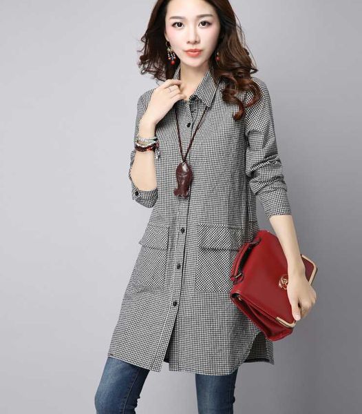 women's blouses & shirts spring and autumn large size long sleeve shirt jacket loose casual thin cotton linen mid-length black white pl
women's blouses & shirts spring and autumn large size long sleeve shirt jacket loose casual thin cotton linen mid-length black white pl