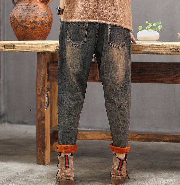 qpfjqd girl embroidery jeans retro women spring winter fleece denim pants new elastic waist loose patchwork warm cotton trousers, Blue
qpfjqd girl embroidery jeans retro women spring winter fleece denim pants new elastic waist loose patchwork warm cotton trousers, Blue