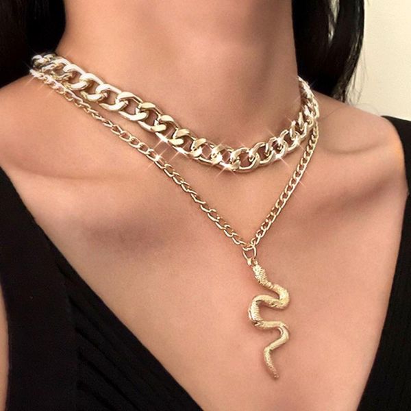 chains trendy multilayer metal snake cuban pendant chain necklace for women gold chunky 2021 party jewelry, Silver
chains trendy multilayer metal snake cuban pendant chain necklace for women gold chunky 2021 party jewelry, Silver