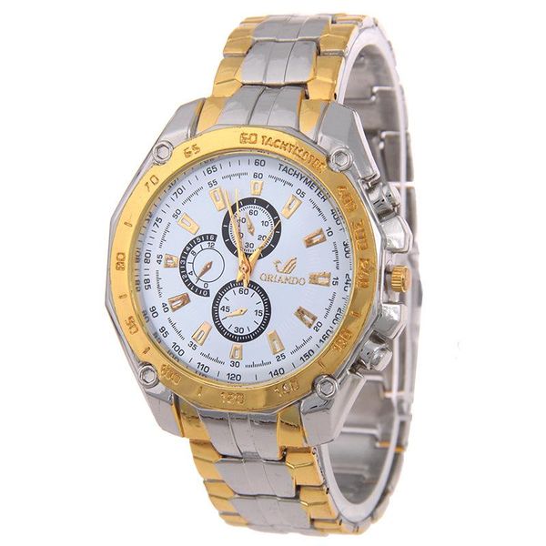 wristwatches men watch orlando steel belt fashion gold face white three eyes decoration men's table christmas gift, Slivery;brown
wristwatches men watch orlando steel belt fashion gold face white three eyes decoration men's table christmas gift, Slivery;brown