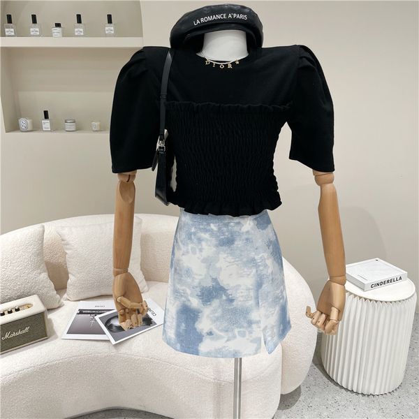polos spring summer fashion female niche design elastic waist thin stringy savageedge bubble short shirt, White
polos spring summer fashion female niche design elastic waist thin stringy savageedge bubble short shirt, White