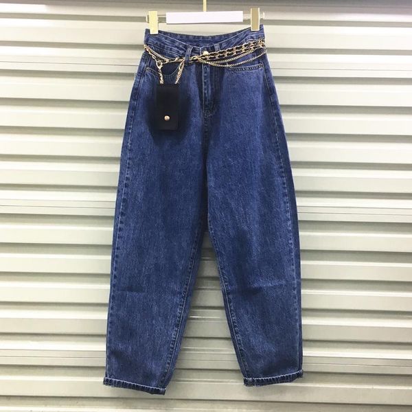 women's jeans fashion high waist loose hallen denim pants girls student autumn chain packaging womans casual jean trouser feminino, Blue
women's jeans fashion high waist loose hallen denim pants girls student autumn chain packaging womans casual jean trouser feminino, Blue
