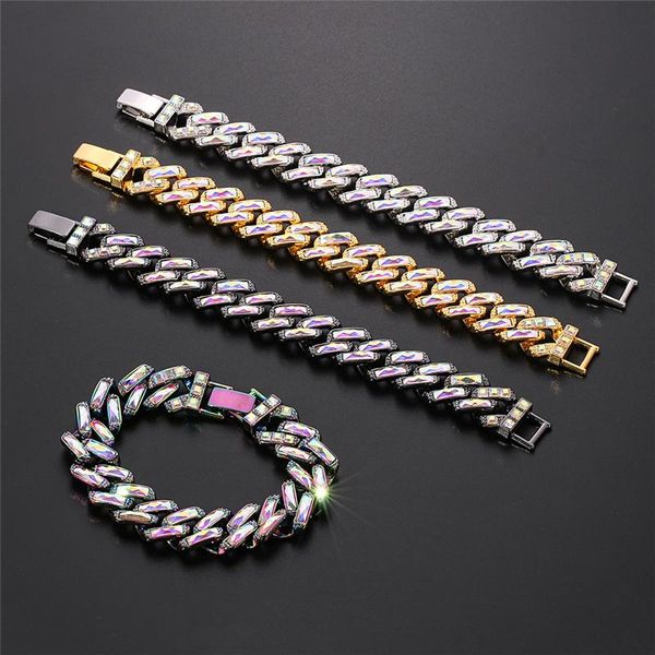 link, chain miami cuban bling iced out full crystal pave men's bracelet quenching colorful bracelets hip hop jewelry, Black
link, chain miami cuban bling iced out full crystal pave men's bracelet quenching colorful bracelets hip hop jewelry, Black