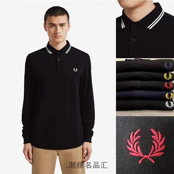 men's polo shirt letter embroidery buttons pure cotton long-sleeved cotton slim lapels, White;black
men's polo shirt letter embroidery buttons pure cotton long-sleeved cotton slim lapels, White;black