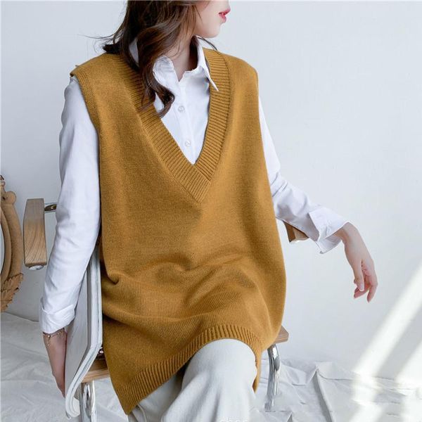 women's vests 2021 autumn v-neck solid color seelveless knit sweater streetwear loose wild outgoing long vest knitted green, Black;white
women's vests 2021 autumn v-neck solid color seelveless knit sweater streetwear loose wild outgoing long vest knitted green, Black;white