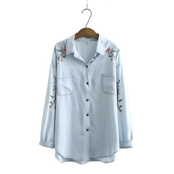 plus size xl-4xl blue women tencel blouse floral embroidered vintage ol light denim elegant long blusas women's blouses & shirts, White
plus size xl-4xl blue women tencel blouse floral embroidered vintage ol light denim elegant long blusas women's blouses & shirts, White