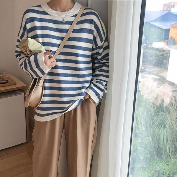 women's sweaters women striped sweater knitted long sleeve pullover ladies jumpers autumn winter warm kawaii oversized streetwear, White;black
women's sweaters women striped sweater knitted long sleeve pullover ladies jumpers autumn winter warm kawaii oversized streetwear, White;black