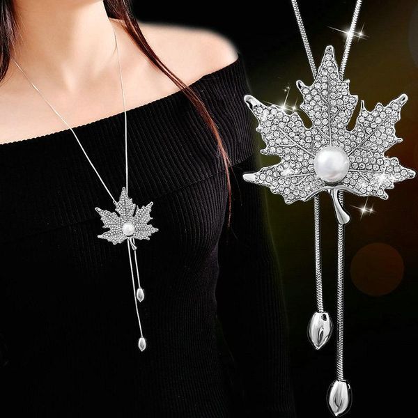pendant necklaces luxury full crystal maple long chain & pendants for women 2021 fashion necklace female collier femme party jewelry, Silver
pendant necklaces luxury full crystal maple long chain & pendants for women 2021 fashion necklace female collier femme party jewelry, Silver