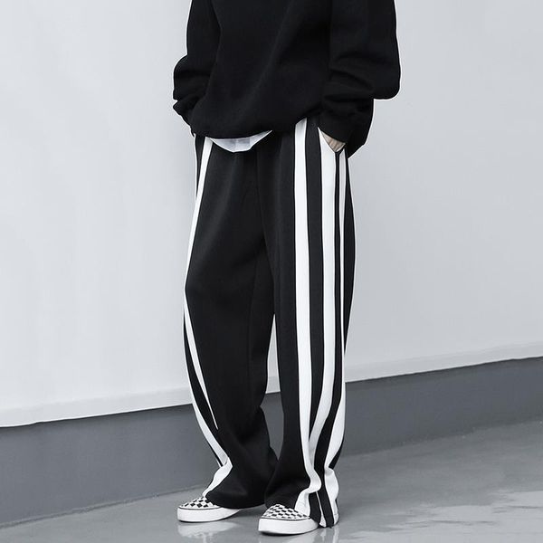 korean high elastic waist women pant black striped contrast color trousers loose fit pants fashion spring autumn clothing, Black;white
korean high elastic waist women pant black striped contrast color trousers loose fit pants fashion spring autumn clothing, Black;white