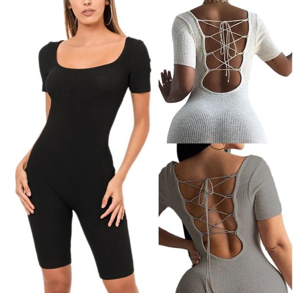 women's jumpsuits & rompers ladies jumpsuit 2021 solid color summer women adults short sleeve bodysuit back lace up trousers female one, Black;white
women's jumpsuits & rompers ladies jumpsuit 2021 solid color summer women adults short sleeve bodysuit back lace up trousers female one, Black;white