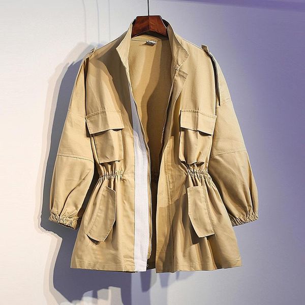women's trench coats spring autumn plus size windbreaker female loose elastic waist casual women outerwear 4xlhk289, Tan;black
women's trench coats spring autumn plus size windbreaker female loose elastic waist casual women outerwear 4xlhk289, Tan;black